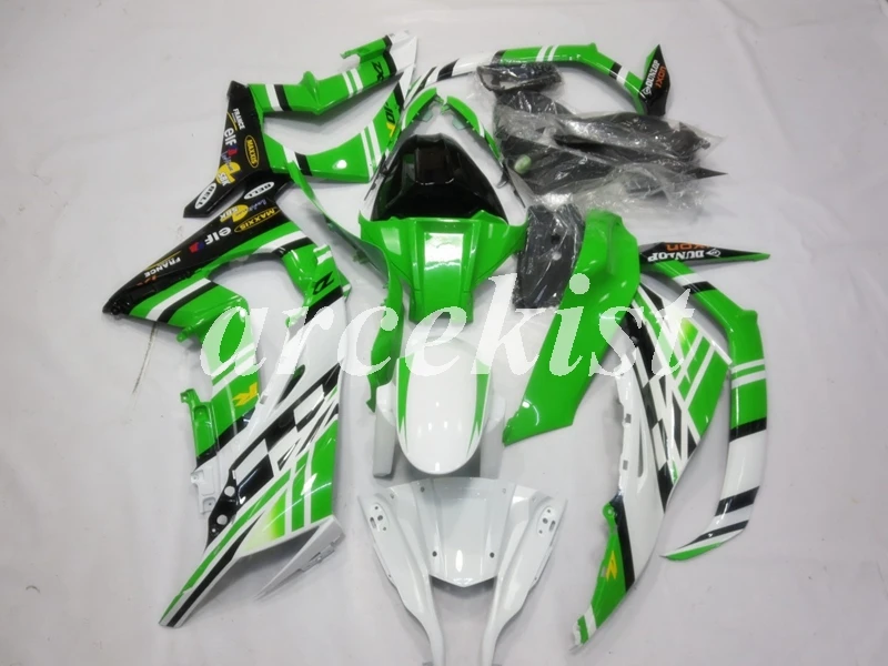 4 подарки ABS Обтекатели комплект подходит для kawasaki Ninja ZX-10R 2011 2012 2013 10R, возрастом 11, 12, 13, 14, 15, набор для тела Белый и зеленый цвета
