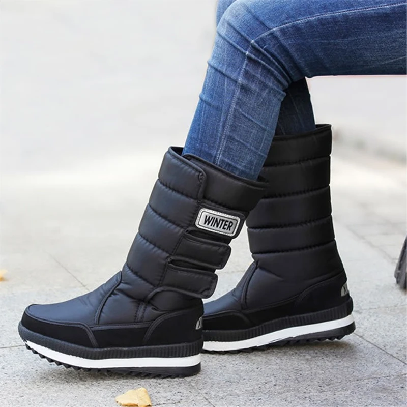 ENPLEI/зимние ботинки мужские зимние ботинки Теплая мужская обувь на платформе с толстым плюшем, водонепроницаемая Нескользящая зимняя обувь размеры 39-46 - Цвет: Черный