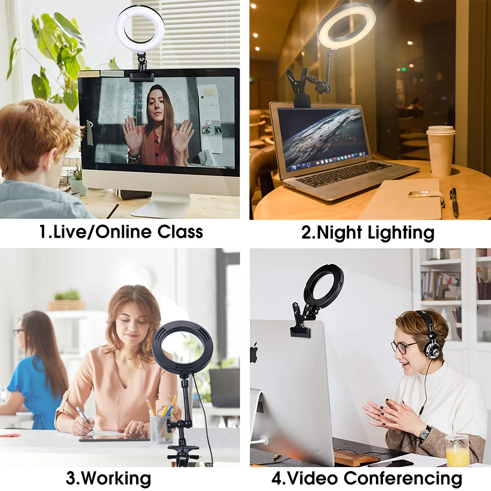 Buy DAXINYANG Colorful Linght 6inch LED Desktop Ring Light Mini Dimmable  with Tripod Stand USB Plug Fit for Video Live Photo Photography Studio  (Color : Black Tripod) Online at Lowest Price Ever