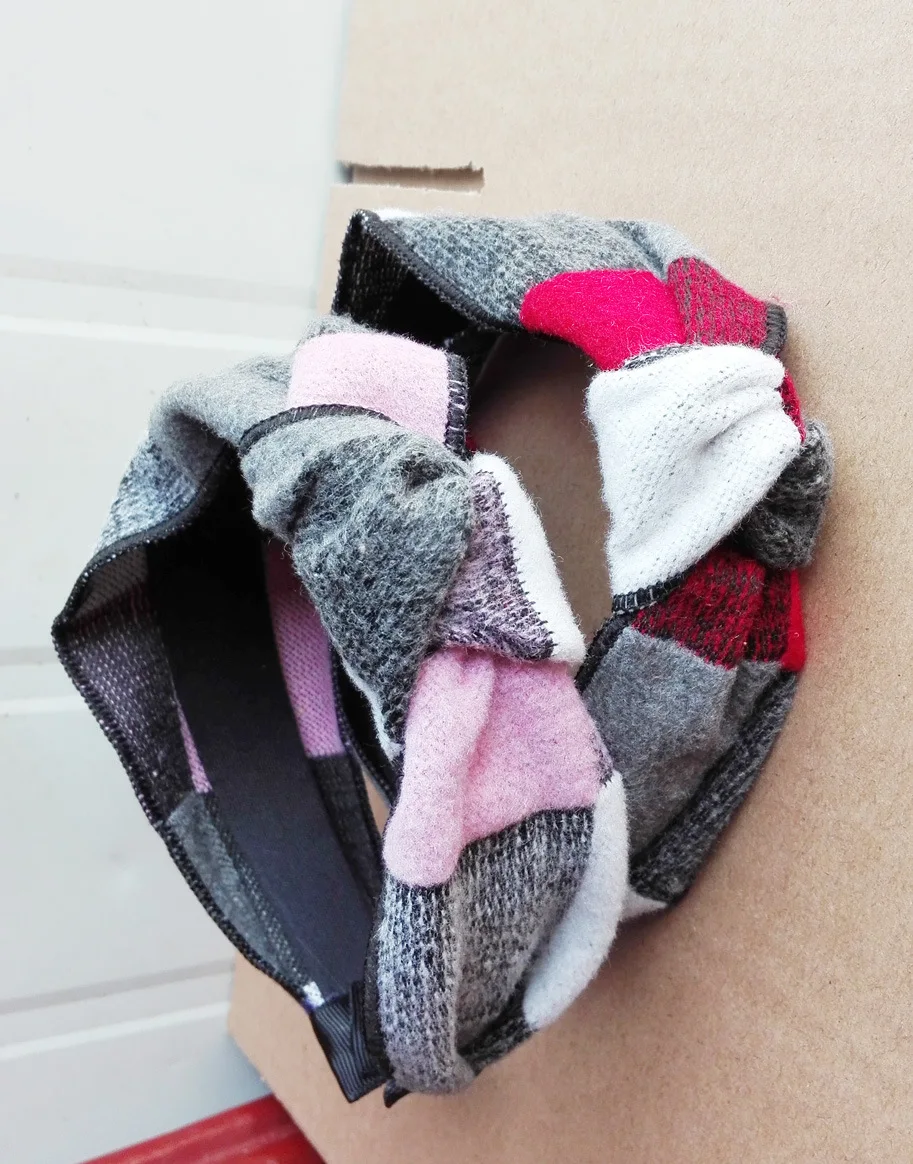 

Autumn And Winter Woolen Headband For Women Hair Accessories Diamond Plaid HeadbandS for Grils Hair Band Hair Bow Princess 4