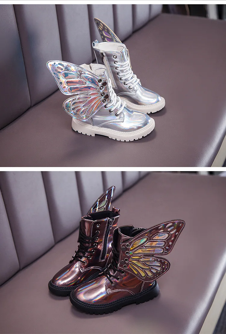 Детская обувь; модная детская Праздничная обувь для девочек; кожаные ботинки с бабочкой на молнии сбоку; школьная обувь для девочек; обувь принцессы для девочек