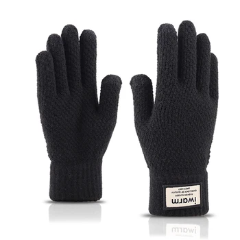 

2019 New Men's Knitted Touch Screen Gloves Winter Wool Plush Thick Outdoors Cold-proof Warmer Gloves
