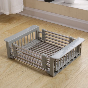 

Stainless Steel Adjustable Telescopic Kitchen Over Sink Dish Rack Insert Storage Organizer Fruit Vegetable Tray Drainer New