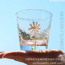 Милый цветок, молочная кофейная кружка, стеклянная чашка для воды, короткий цветочный дизайн, мальлеолярная стрия, домашний офис, чай, сок, напитки, рождественский подарок