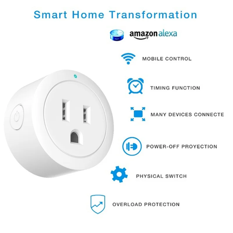 Умная розетка Smart Plug WiFi США разъём ПДУ с Alexa Google Home синхронизация вкл/выкл мощность Samrt электрическая мини-розетка
