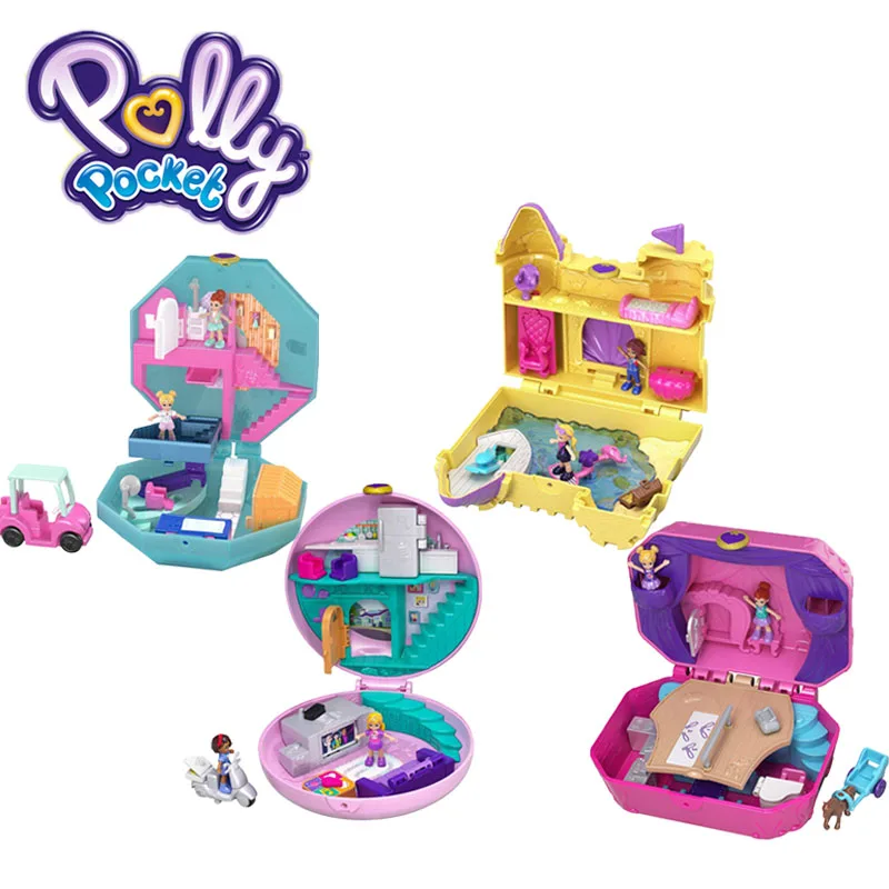 Оригинальный Карманный игровой набор Polly World Treasure Box в виде пончика пижамы для