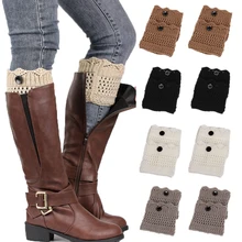 1 пара, Женский вязаный манжет для ботинок, вязаные короткие леггинсы, Зимние гетры