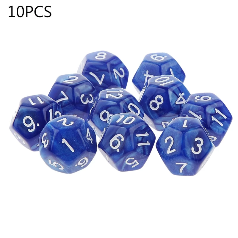10pcs 12 Sided Dice D12 Polyhedral Dice Family Party RPG Board Game Accessories acrylic dice game dice dice set
