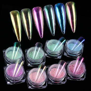 

12pcs Transparent Mirror Glitter Powder on Nails Neon Colorful Chrome Pigment Flakes Shinny Nail Dust Decorations CHJC01-12-2