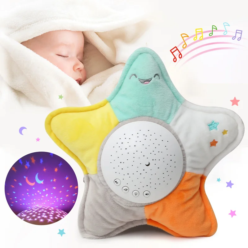 Los niños juguetes de peluche dormir noche de la lámpara Led Animal relleno de peluche de juguete con música y estrellas proyector Luz Juguetes Para niñas Niño