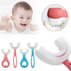 Wholesales 360 Degree Clean Silicone Toothbrush for Kid U Shape Manual Toothbrush Child Baby Teeth Whitening Cleaning Tool Brush