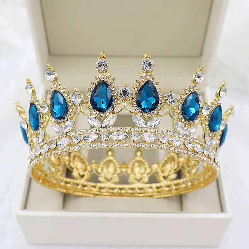 30 Options Crystal Tiaras Bride Wedding Crown Royal Queen King Round Diadem Bridal Headpiece Pageant Hair Jewelry Head Accessory (20)