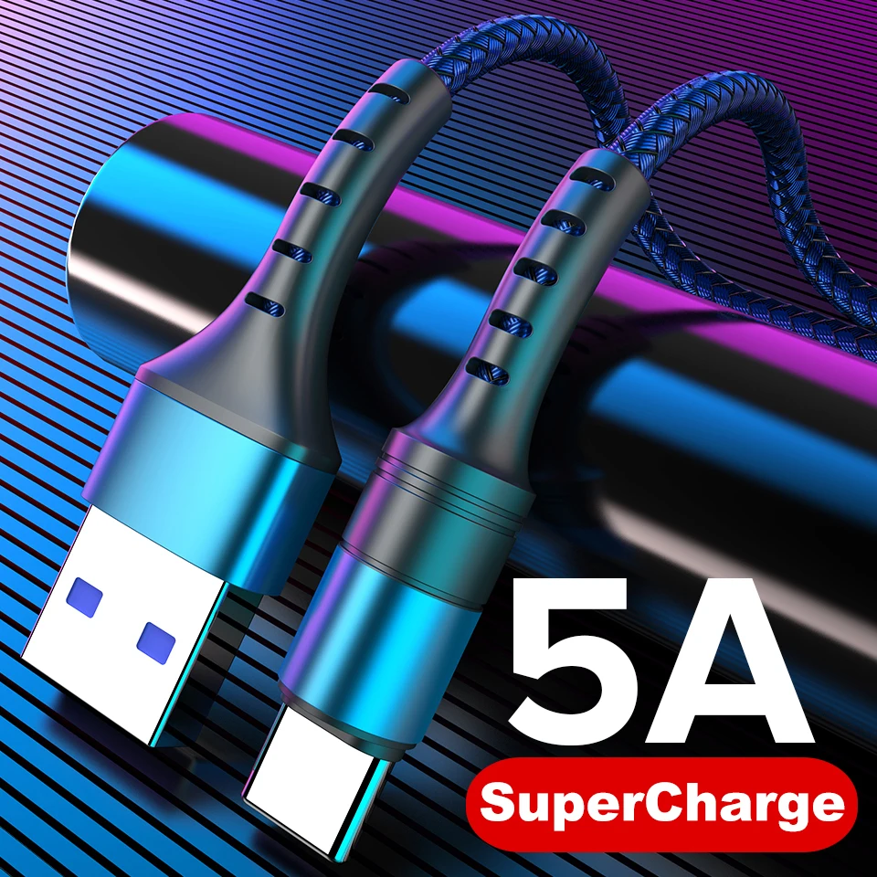 5A USB Type C Cable 0 25m 1m 2m Fast Charging Type C Kable for Huawei 1