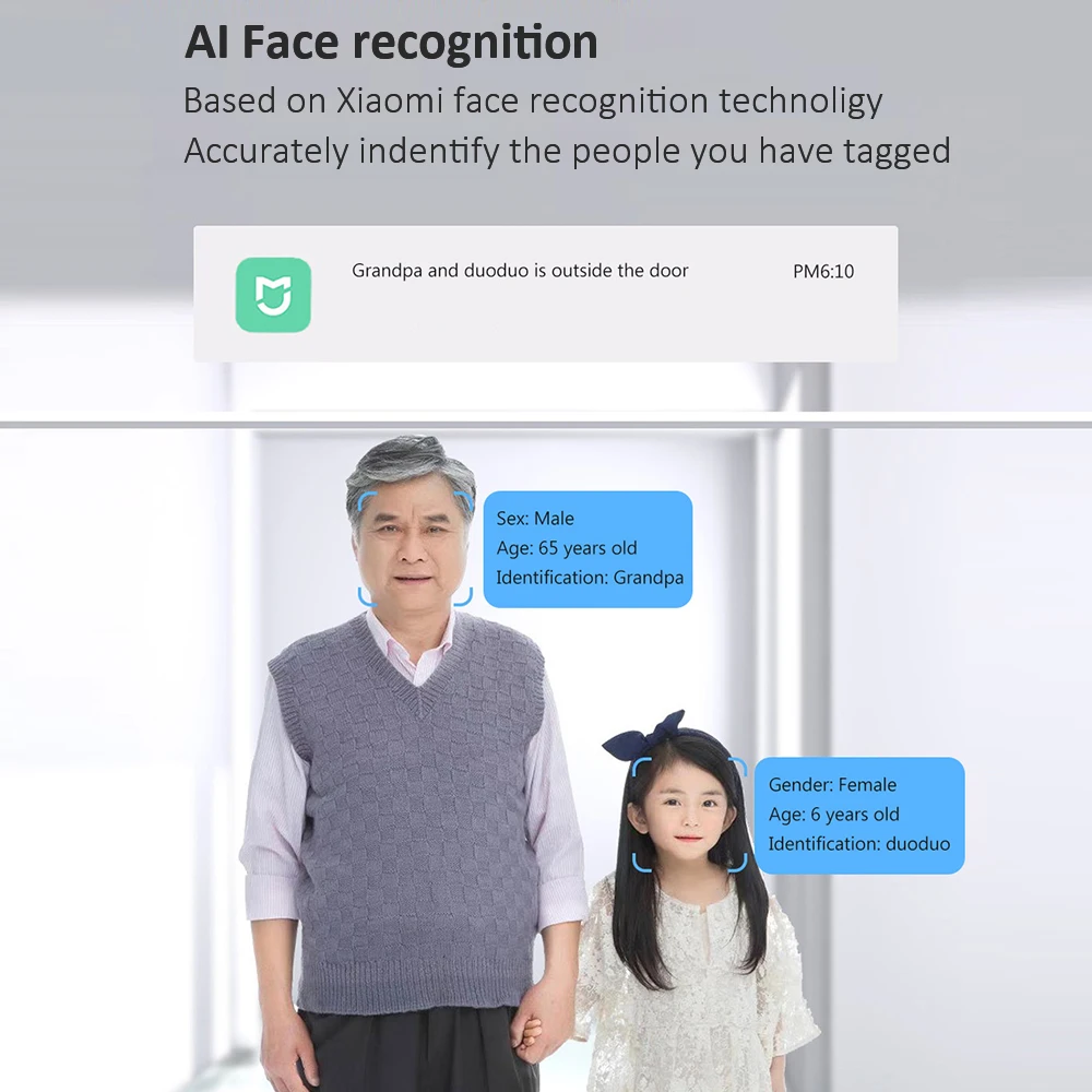Горячая Xiaomi AI распознавание лица 720P ИК ночного видения Видео набор дверных звонков Обнаружение движения SMS Push домофон Облачное хранение