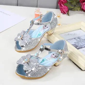 

Girls Sandals Children Summer Shoes For Wedding Party Elsa Princess Sandals For Medium Big Kids Butterfly-knot Bowtie Glitter