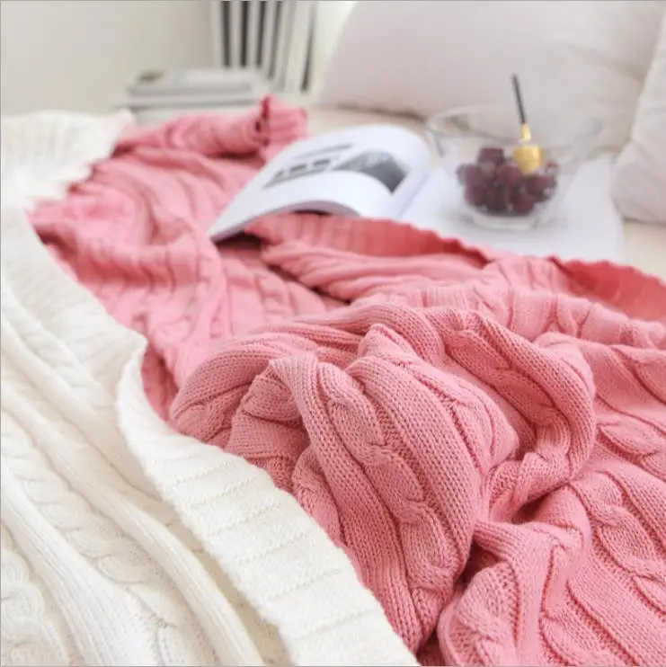 Solid Color Blankets Beds Cover Soft Throw Blanket Bedspread Bedding Knitted Blanket Air Conditioning Comfy Sleeping Bedspreads