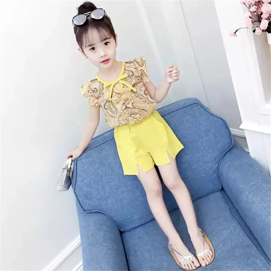 Summer Girls Sets Two Pieces Kids Clothes Set T Shirt &amp short Children Clothing 4 5 6 7 8 9 10 11Years | Детская одежда и обувь