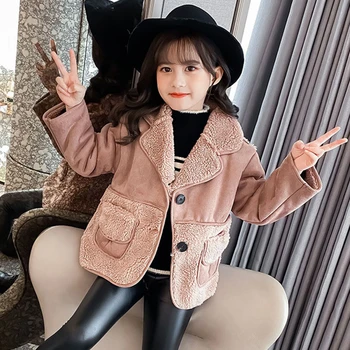 

Fleece Children's 2020 Autumn Winter Teenager Jacket For Girl Coat Kids Clothing Long Sleeved Coats Pink Blue Jacket Girl Casual