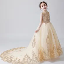 Роскошная золотая многослойная юбка для девочек, бальное платье, бальное платье, платья с аппликацией из бисера, милое 16 платье, Vestidos de 15 anos