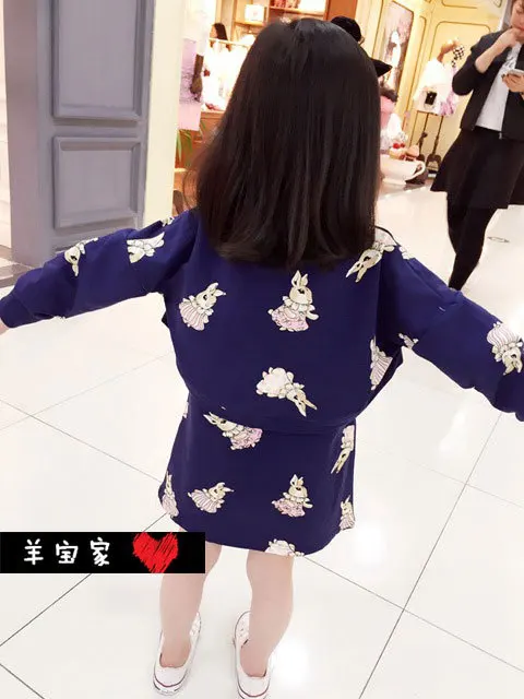

2019 Spring Medium-small Girls Cute Cool Short Hoodie + Tank Dress CHILDREN'S Suit Two-Piece 0301