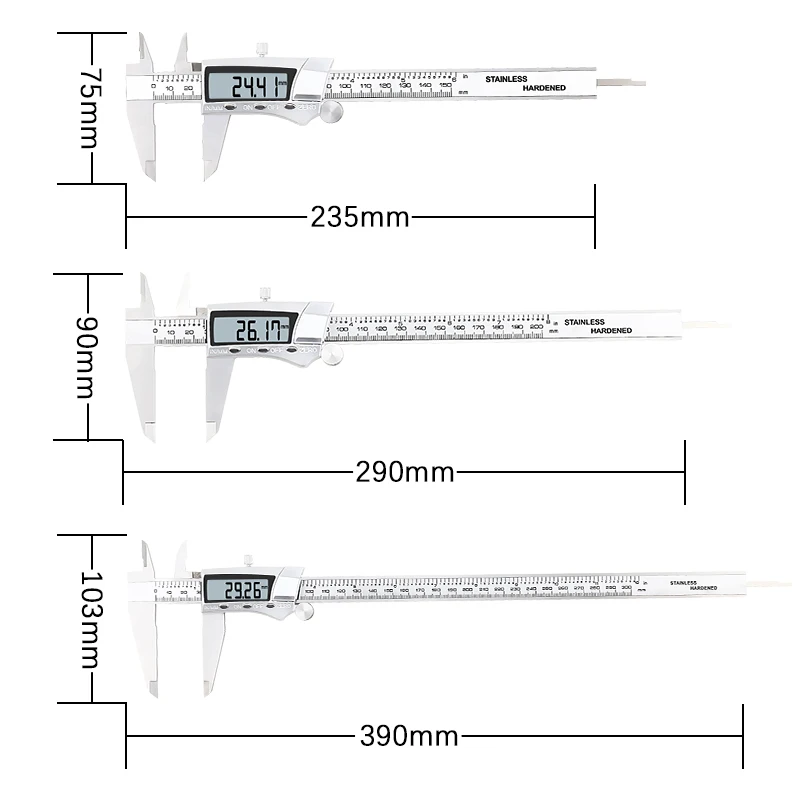 thumbnail image 2 of Buy Digital Caliper, Micrometer Vernier Calipers 6 Inch/150 Mm Stainless Steel Caliper Measuring Tool With Extra Large Lcd Screen Inch Metric Conversion 2 of 14