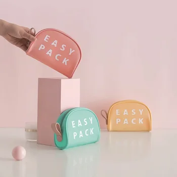

TPU Semi-circular Storage Bag Portable Small Makeup Handbag Travel Cosmetic Storage Bag