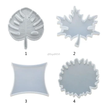 

DIY Coaster Carfts Epoxy Mold UV Resin Crystal Silicone Molds Round Maple Leaf Shape Decorations Making
