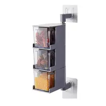 1 шт. многофункциональные прозрачные банки для специй вращающийся настенный Паста Контейнер для приправы коробка для хранения баночек 72XF