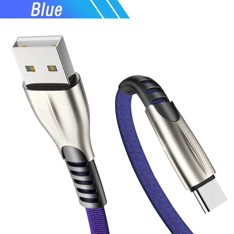 Кабель Usb type C Quick Charge QC 3,0 Для huawei p30 p20 lite mate 30 20 honor 20 9x p smart z black shark 2 плоский кабель-лапша - Цвет: Blue Type C Cable