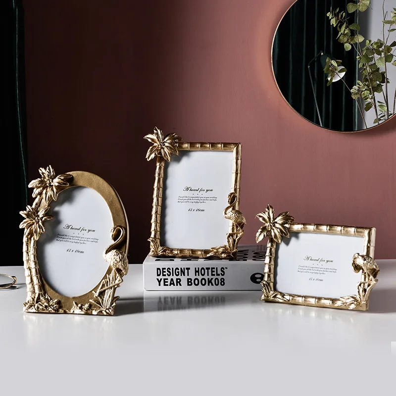 Nordic light luxury creative golden photo frame set room living room bedroom model room decoration desktop furnishings