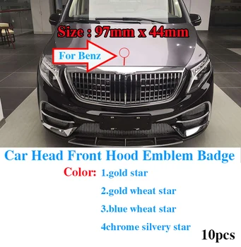 

Car Decoration 10PCS Front Hood Head Emblem Covers Chrome Metal 97MM X44MM for C180 C200 E260L E280 E300 S320 S400 W210