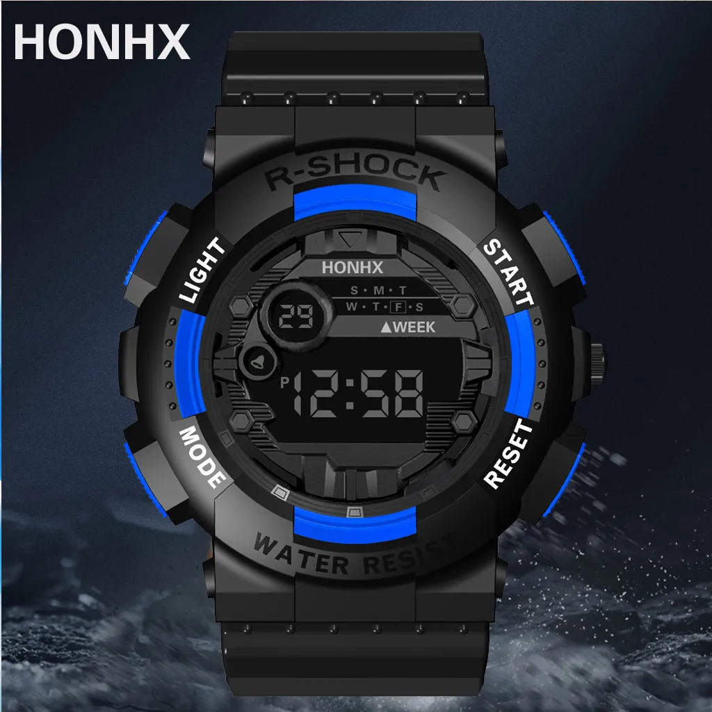 

HONHX R-Shock men's digital watch auto date waterproof Sport style electronic watches shock resistant back light Freeship CN