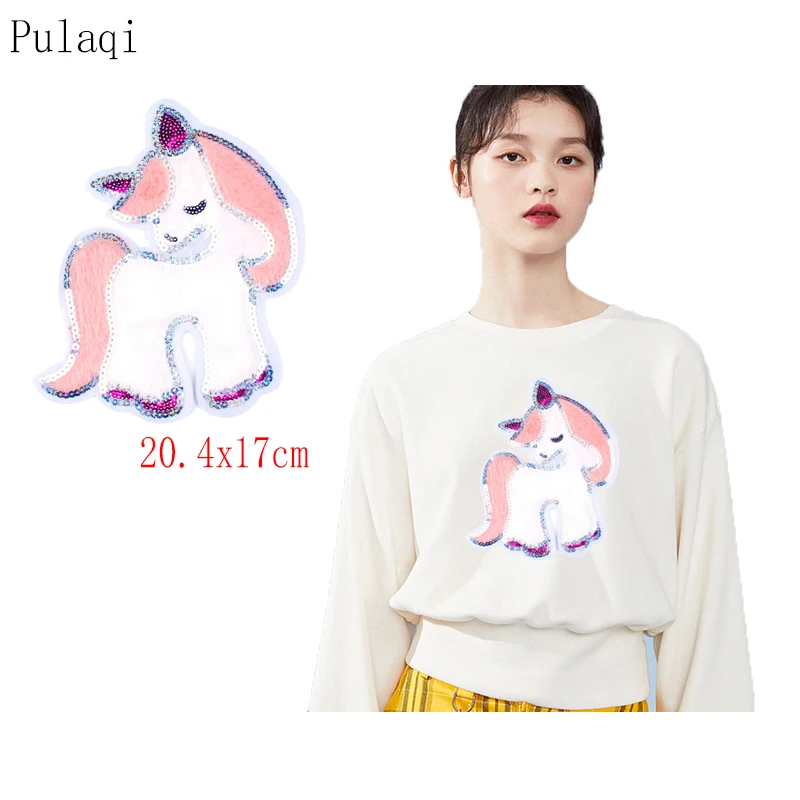 

Pulaqi Unicorn Patches For Clothing Applique Cartoon Embroidered Patches For Clothes DIY Jeans T Shirt Sticker On Clothes Decor