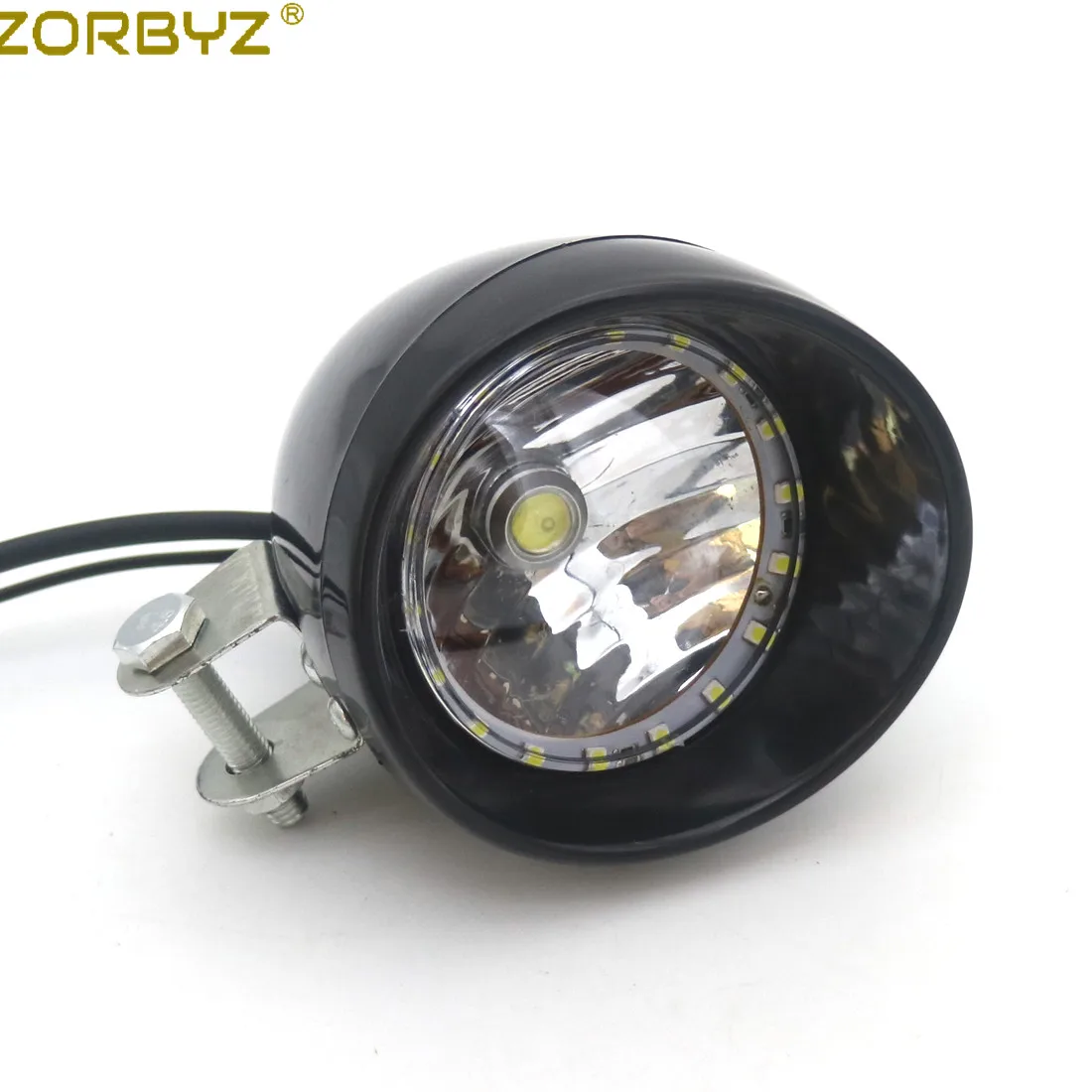 1Pcs Fog Light ZORBYZ мотоциклетный черный Светодиодный точечный светильник, противотуманный светильник с белым ангельским глазом для Harley Honda Yamaha на заказ - Цвет: 1Pcs Fog Light