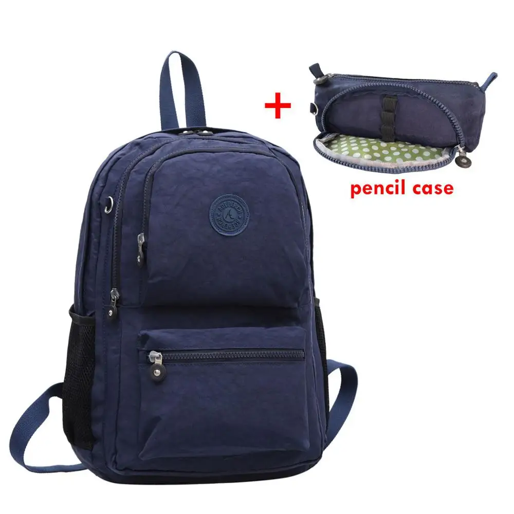 ACEPERCH Повседневный школьный рюкзак для девочек-подростков, женские рюкзаки, нейлоновый рюкзак для ноутбука, женский рюкзак - Color: 2 pieces Blue