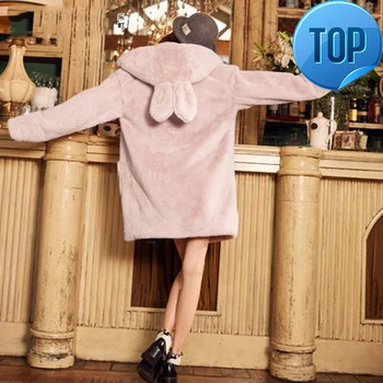 

faux fur Elegant coat women Fluffy warm long sleeve female outerwear gray chic autumn winter Female overcoat LX1062