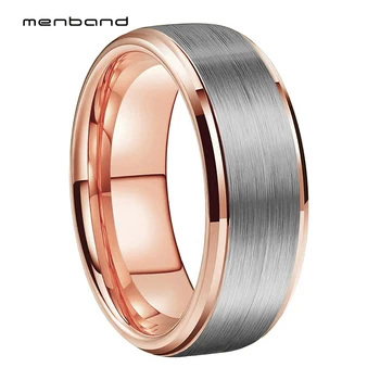 

Tungsten Carbide Ring Rose Gold Wedding Ring For Men And Women With Stepped Bevel Edges 6MM 8MM Ring Box Available