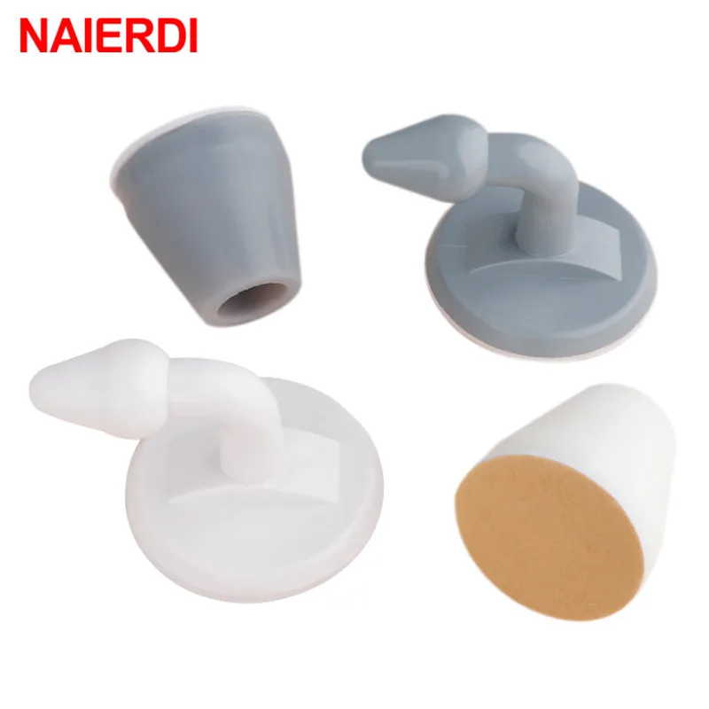 NAIERDI ABS Silicone Door Stopper Non Punching Sticker Hidden Door Holders Self Adhesive Stop Wall Protectors