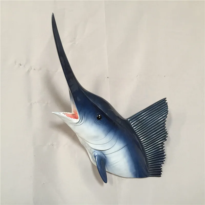 Marine Style Simulation Animal Swordfish Head Stereoscopic Wall Accessories Creative Aquarium Background Wall Hangings X2467
