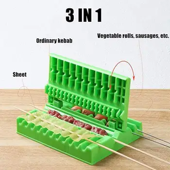 

Practical Multi-functional Double Row BBQ Meat Skewer ABS Plastic Meat String Device Portable Barbecue Kebab Maker