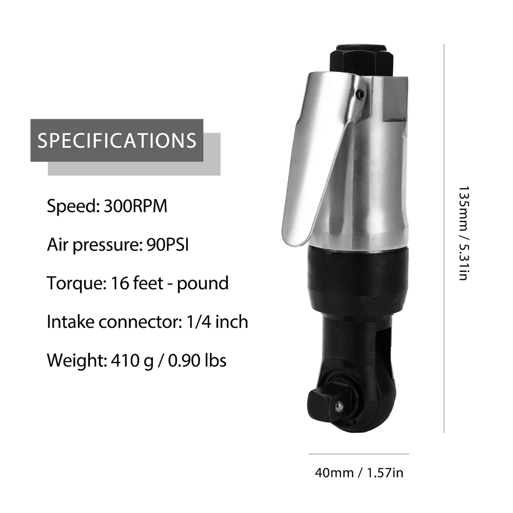 

3/8" Mini Portable Straight Shank Pneumatic Ratchet 300rmp Polished Chrome Tool For Car Repairing Metal Air Wrench SY-8034
