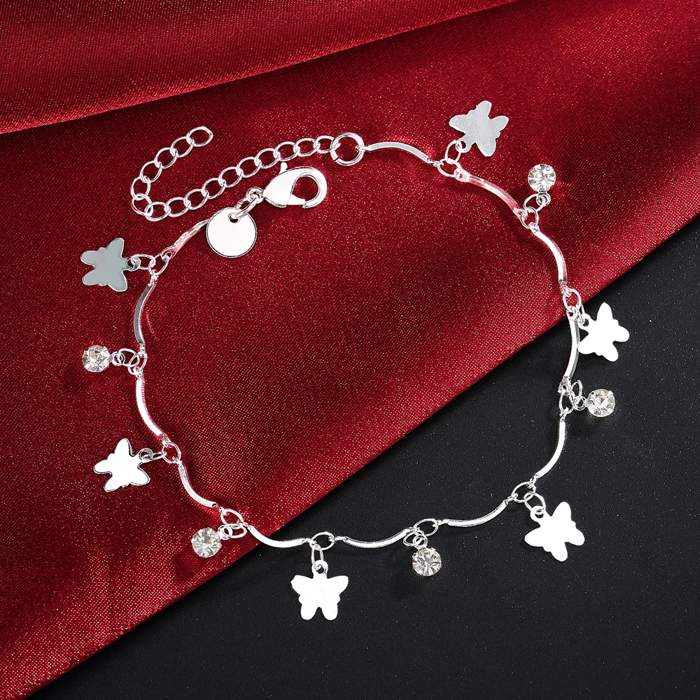 

Promotion Silver color Pretty nice Butterfly chain bracelet fashion charm Anklet wedding Cute women lady party gift LH035