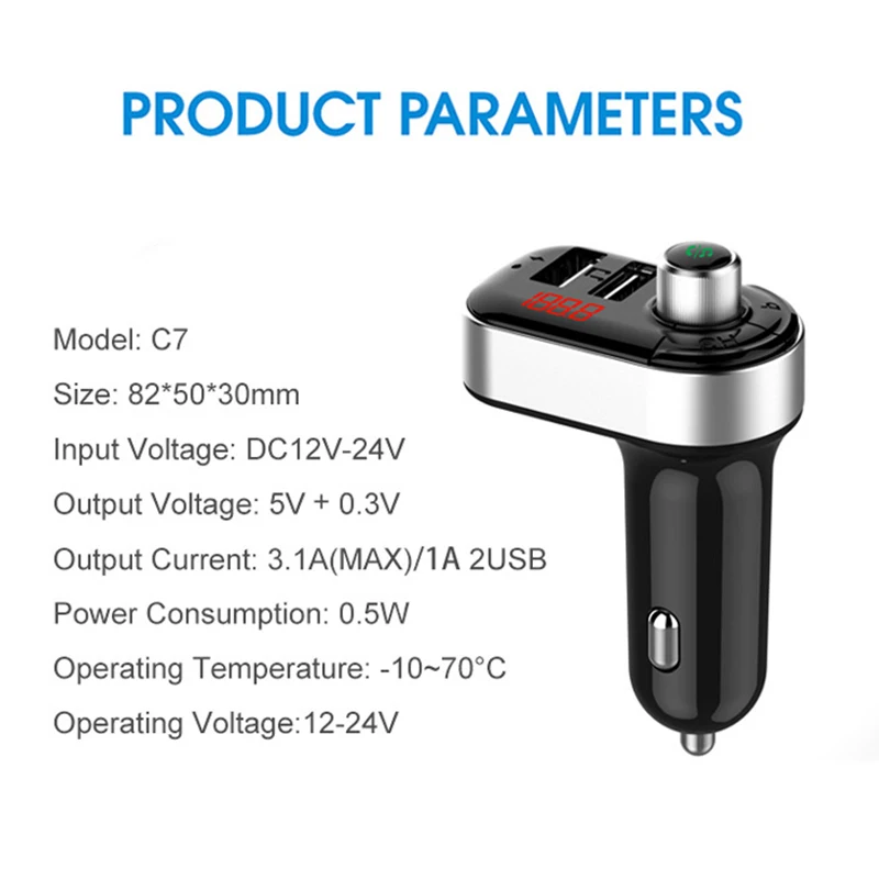 Автомобильный fm-передатчик Bluetooth плеер двойной USB зарядное устройство беспроводной адаптер MP3-плеер DQ-Drop