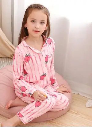 StyleE H5669 девушки с длинными рукавами пижамы на весну и осень хлопок кондиционер Домашняя одежда костюм подростка тонкий милый мультфильм пижамы - Цвет: StyleE
