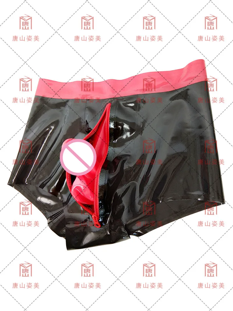 Мужские латексные боксеры черное латексное нижнее белье с застежкой-молнией