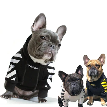 

SUPREPET Pet Dog Clothes for French Bulldog Adidog Stripe Pattern Dog Hoodie Pet Dog Clothes Dog Jacket for French Bulldog