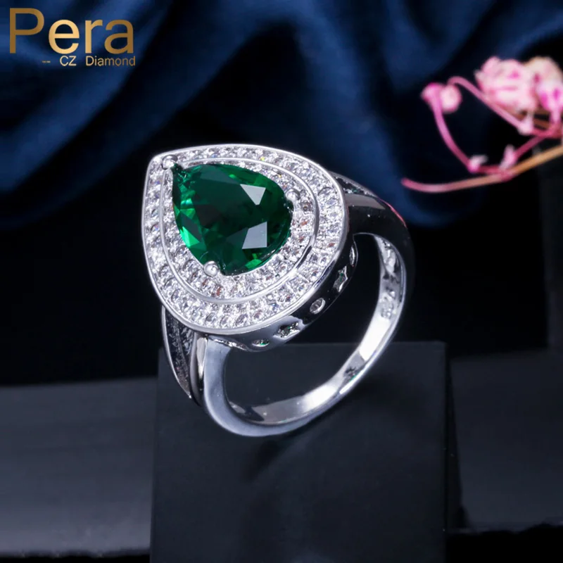Женское кольцо в виде капли воды с фианитом серебристого цвета|finger jewelry|fashion ringsring
