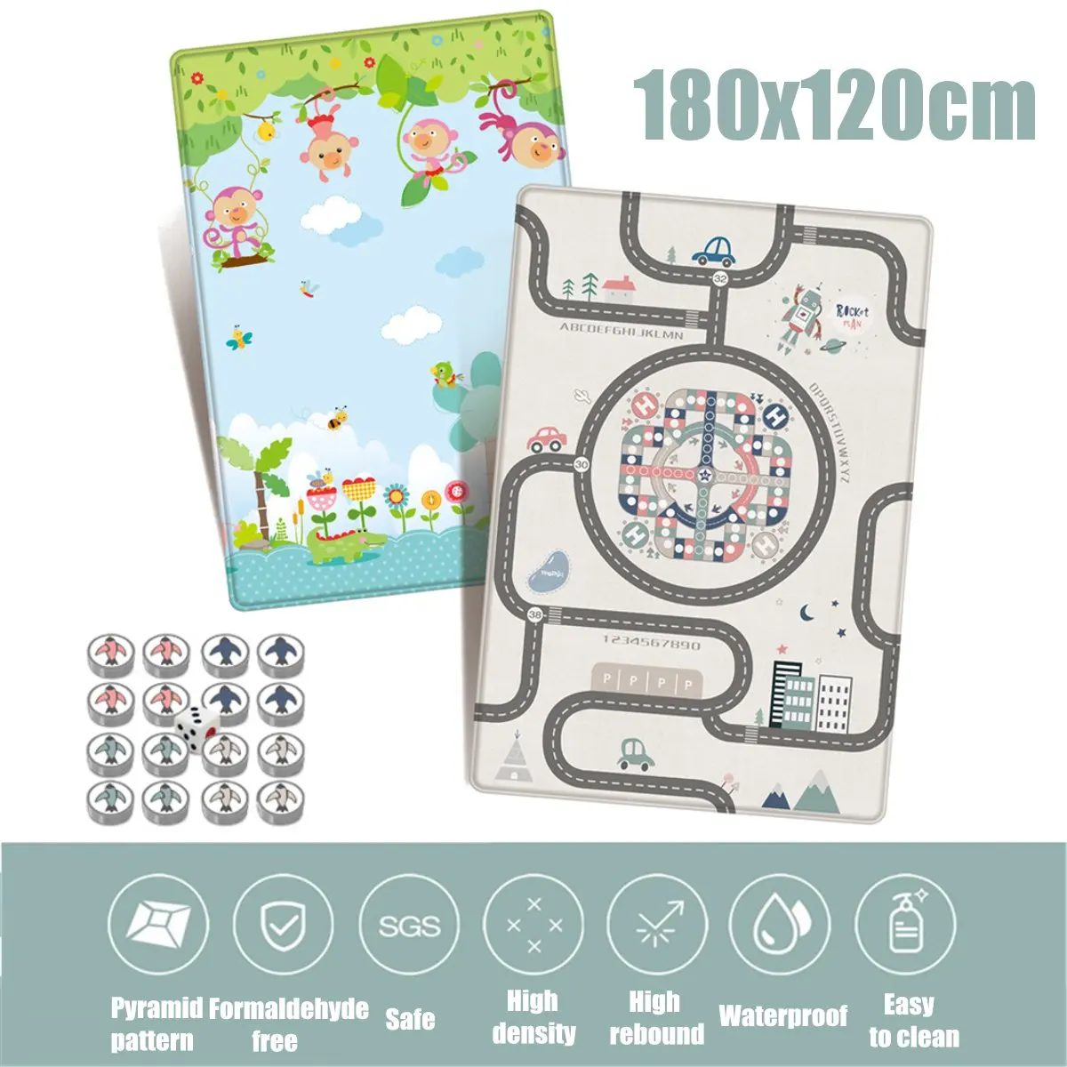 

Hot 180x120cm Flying Chess Baby Crawling Play Mat Game Rug Cover Thicken Waterproof Floor Carpet Baby Toddler Early Learning Toy