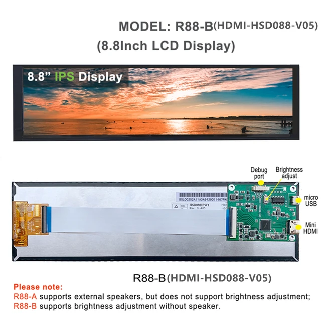 8.8inch 480x1920 IPS Strip Display USB mini HDMI HD Second LCD Screen Aida64 Monitor Raspberry Pi4 3 2 Windows PC Mac Laptop 4