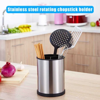 

Stainless Steel Rotating Utensil Holder Drain Rack for Spoons Chopsticks Kitchen HG99